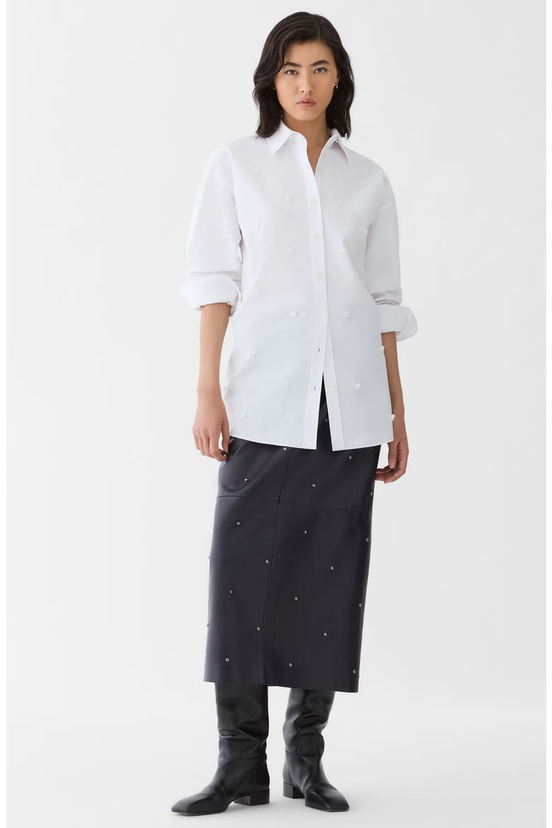 Hand Embroidered Oversized Cotton Shirt, Alternate, color, WHITE