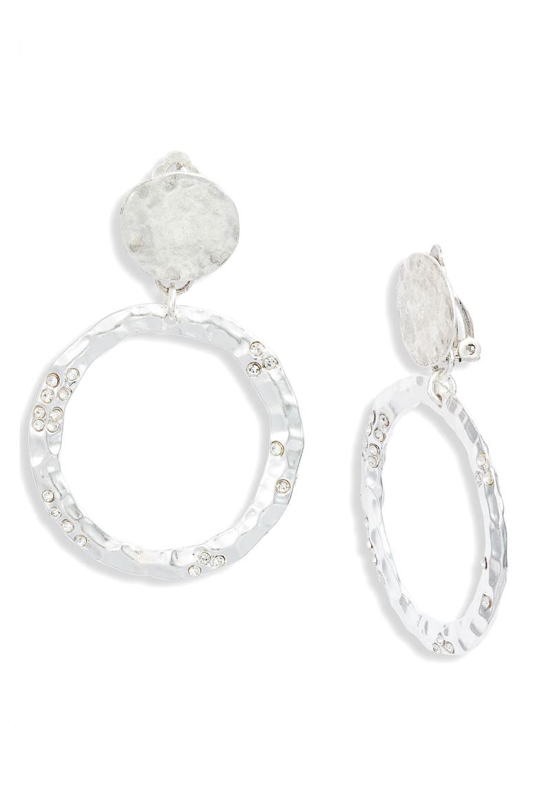 Embellished Hoop Earrings, Main, color, SILVER
