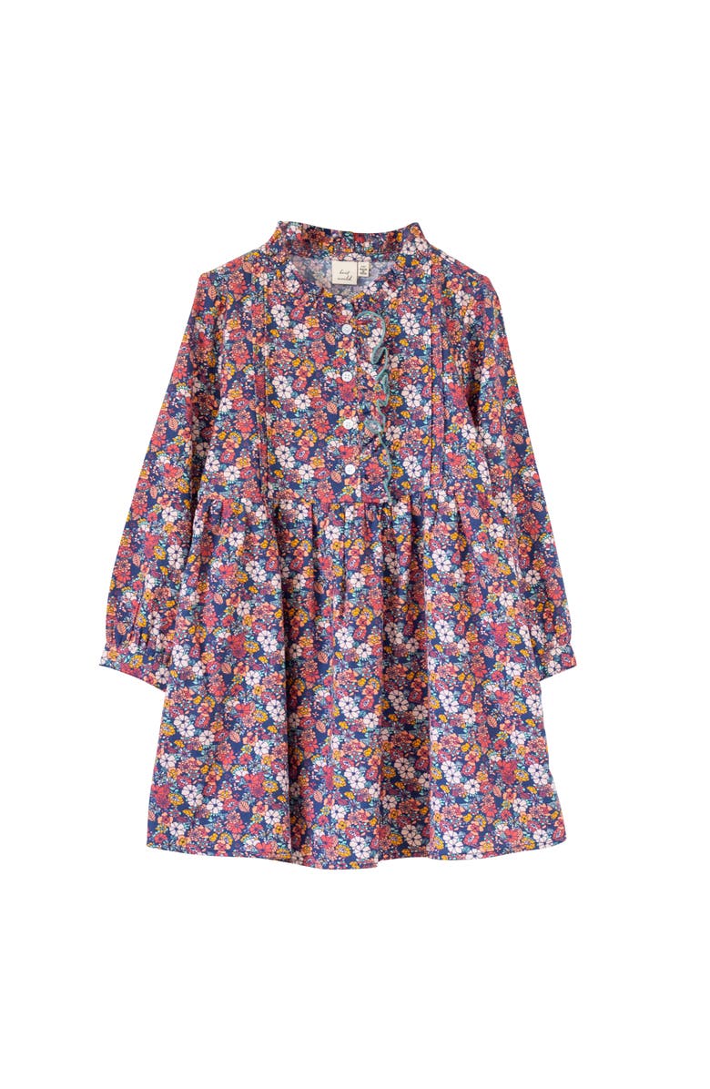 Beet World Long Sleeves Dress with Front Ruffle, Main, color, Garden Confetti