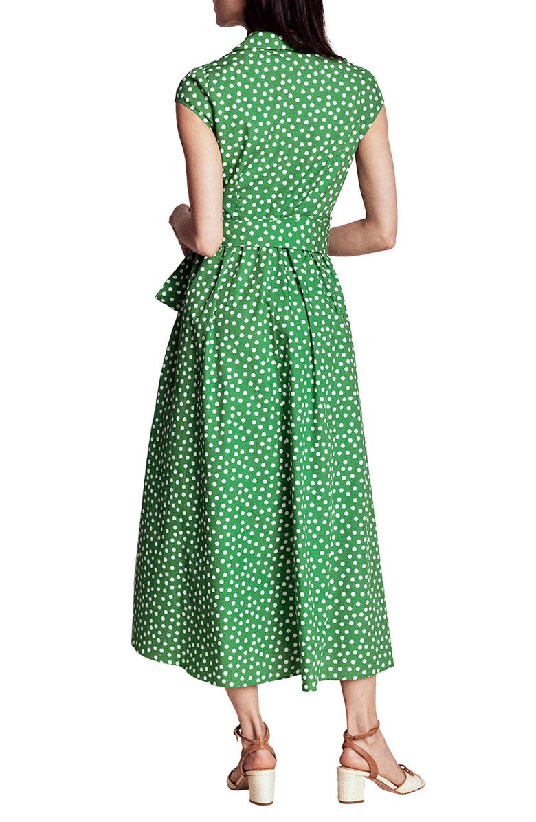 Boden Polka Dot Wrap Front Cotton Dress, Alternate, color, Highland Green, Painted Dot
