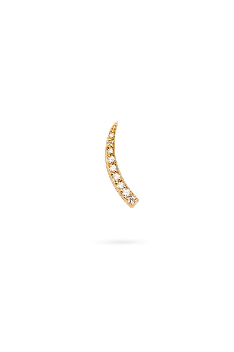 Mini Crescent Moon Single Earring. Handmade in Italy, Main, color, Right Side Diamond