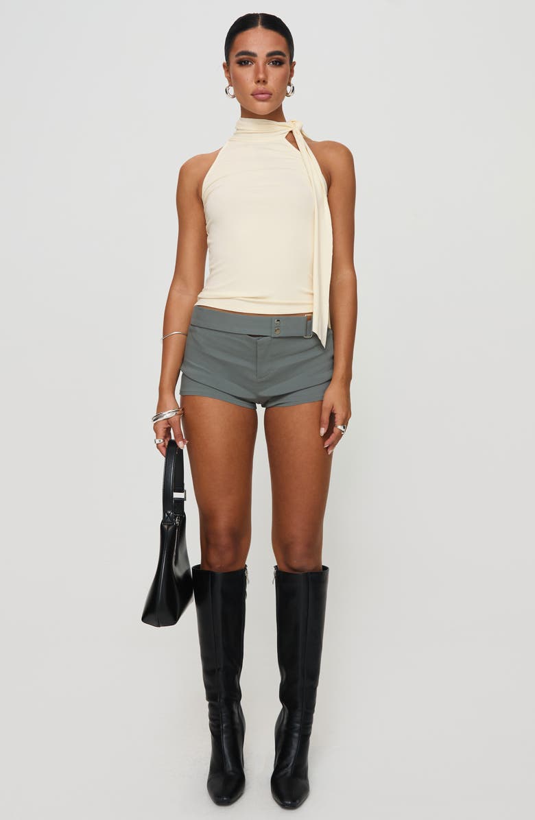 Princess Polly Mathias Tie Neck Jersey Top, Alternate, color, Light Beige