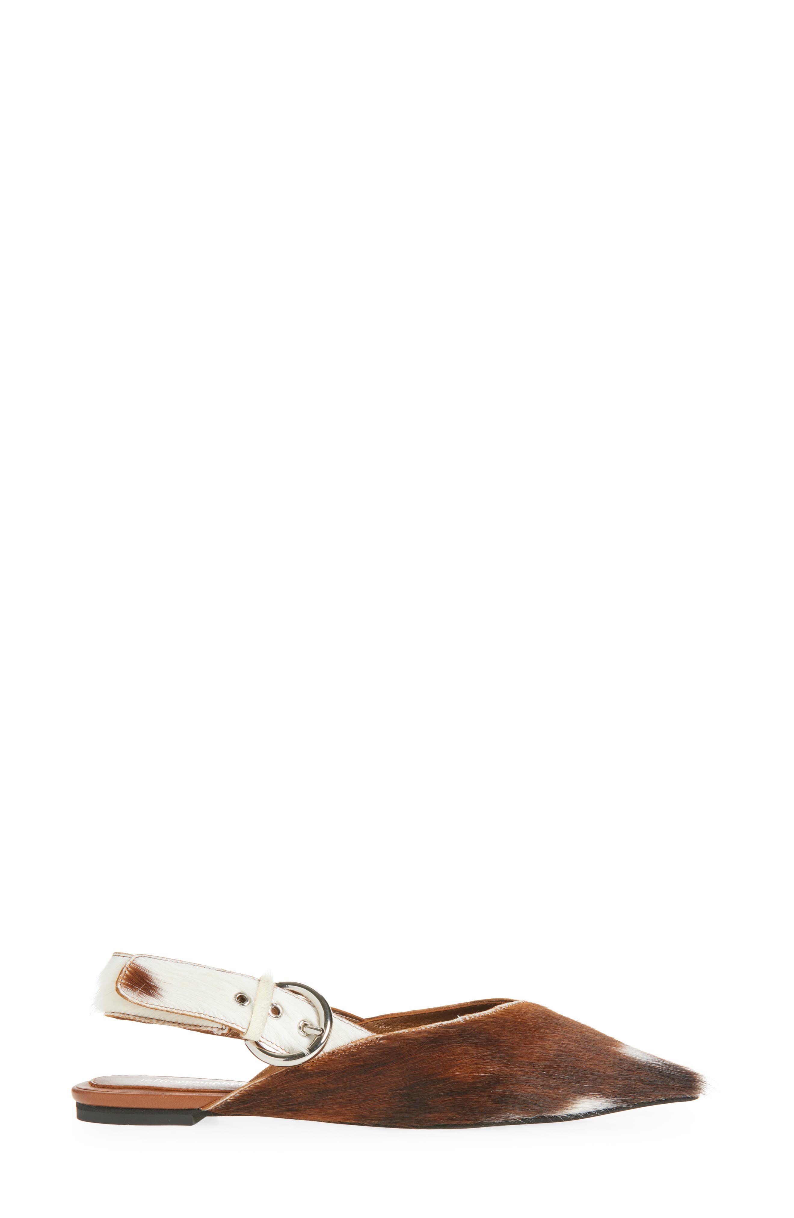 Jeffrey Campbell Scone Genuine Calf Hair Slingback Flat, Alternate, color, Tan White Longhair