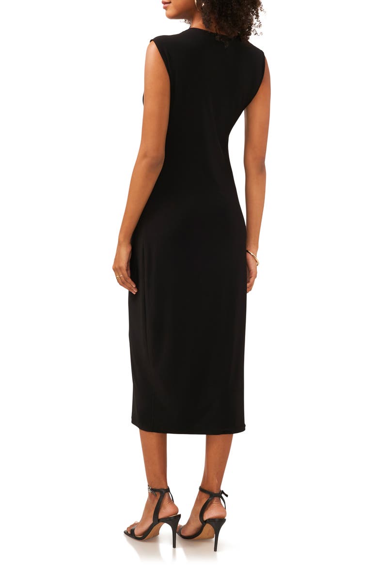Drape Cross Neck Sleeveless Midi Dress, Alternate, color, RICH BLACK