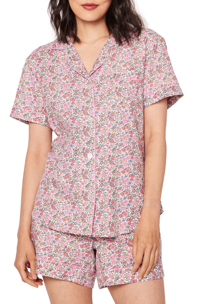 Petite Plume Fleurs de Rose Cotton Short Pajamas, Main, color, 