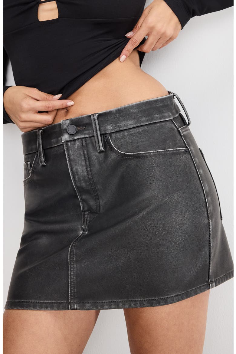 '90s Faux Leather Miniskirt, Alternate, color, BLACK001