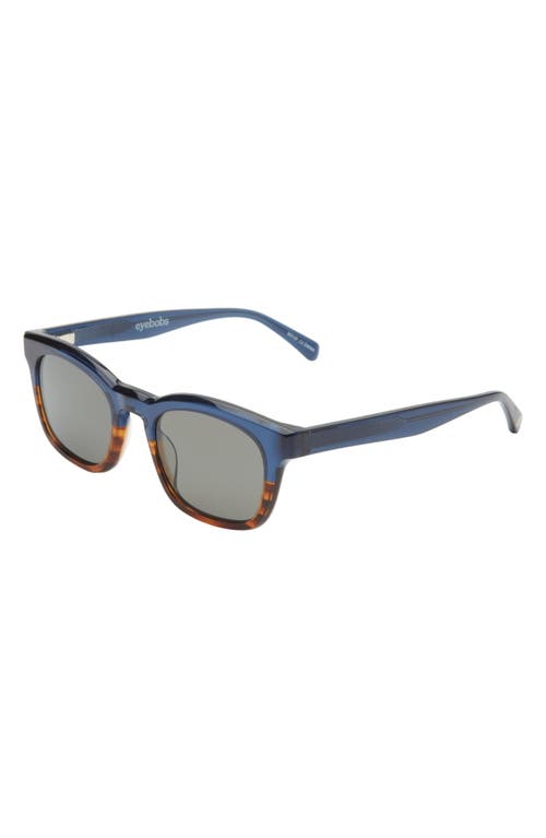 Eyebobs Humble Narrator 49mm Small Polarized Square Sunglasses In Navy Amber Crystal/grey