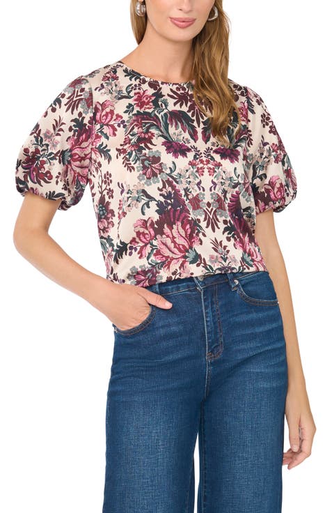 Puff Sleeve Crewneck Top