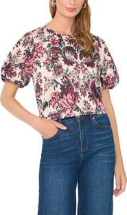 Vince Camuto Puff Sleeve Crewneck Top