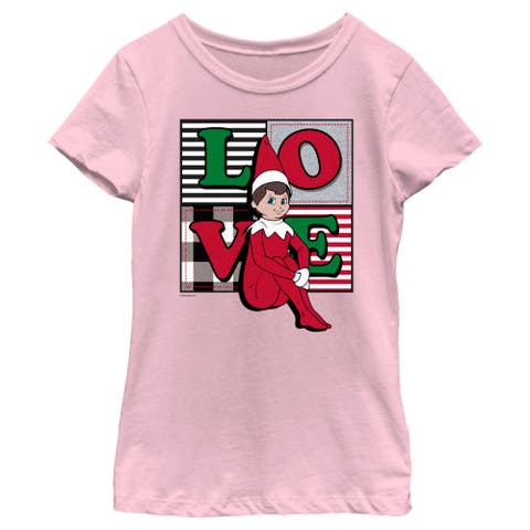 Girl's The Elf on the Shelf Plaid Love  Graphic T-Shirt