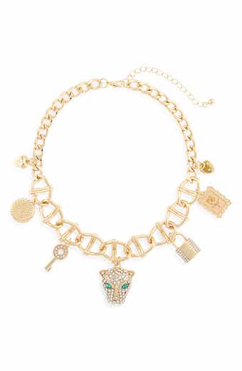 Tasha Crystal Charm Chain Choker Necklace