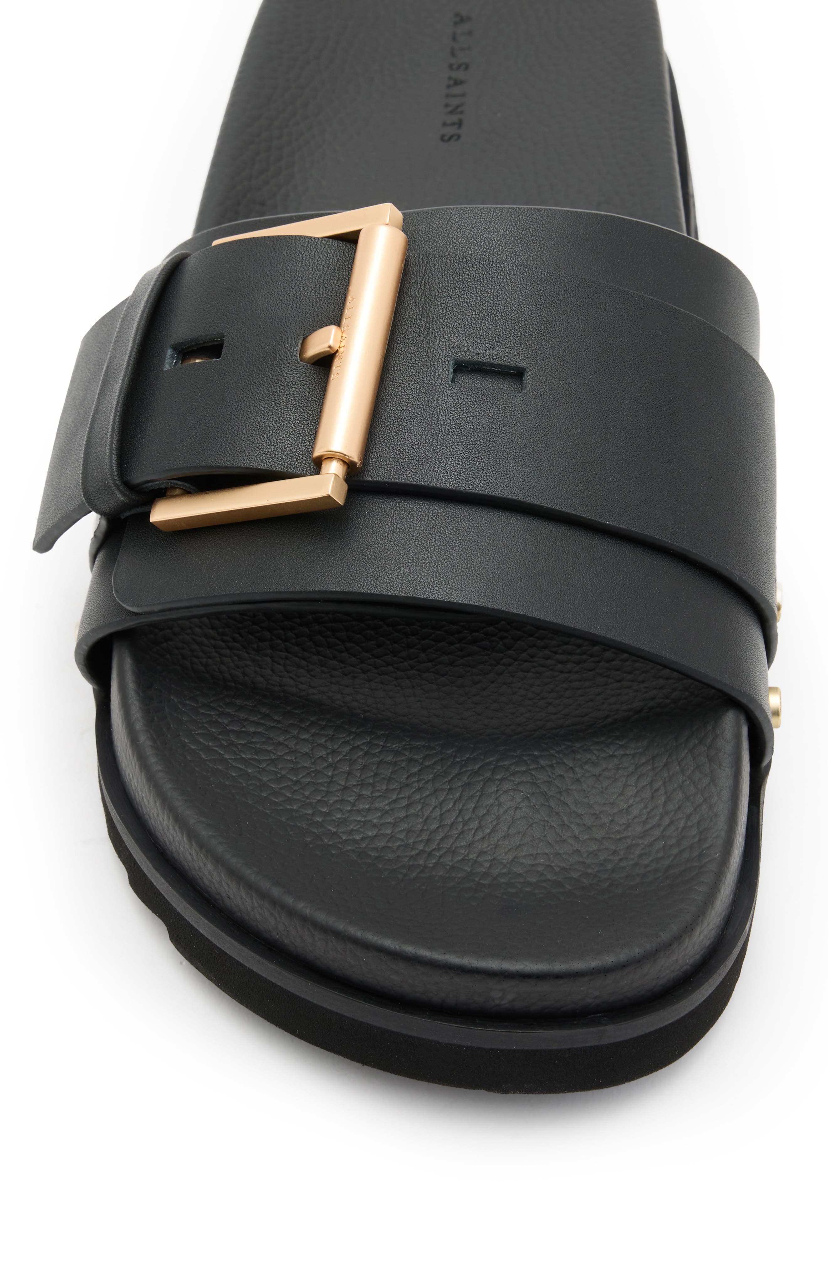 Ellie Stud Slide Sandal, Alternate, color, BLACK
