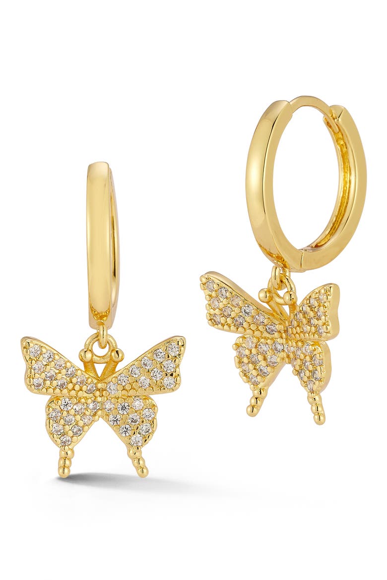 Cubic Zirconia Huggie Hoop Earrings, Main, color, GOLD