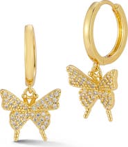 SPHERA MILANO Cubic Zirconia Huggie Hoop Earrings