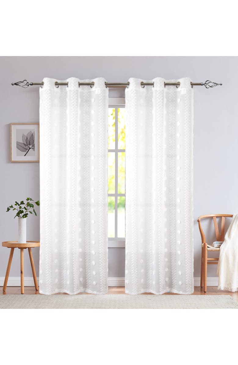 DAINTY HOME Cloud Set of 2 Semisheer Panel Curtains, Main, color, 