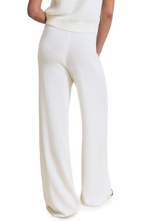Mango Knit Drawstring Pants In White
