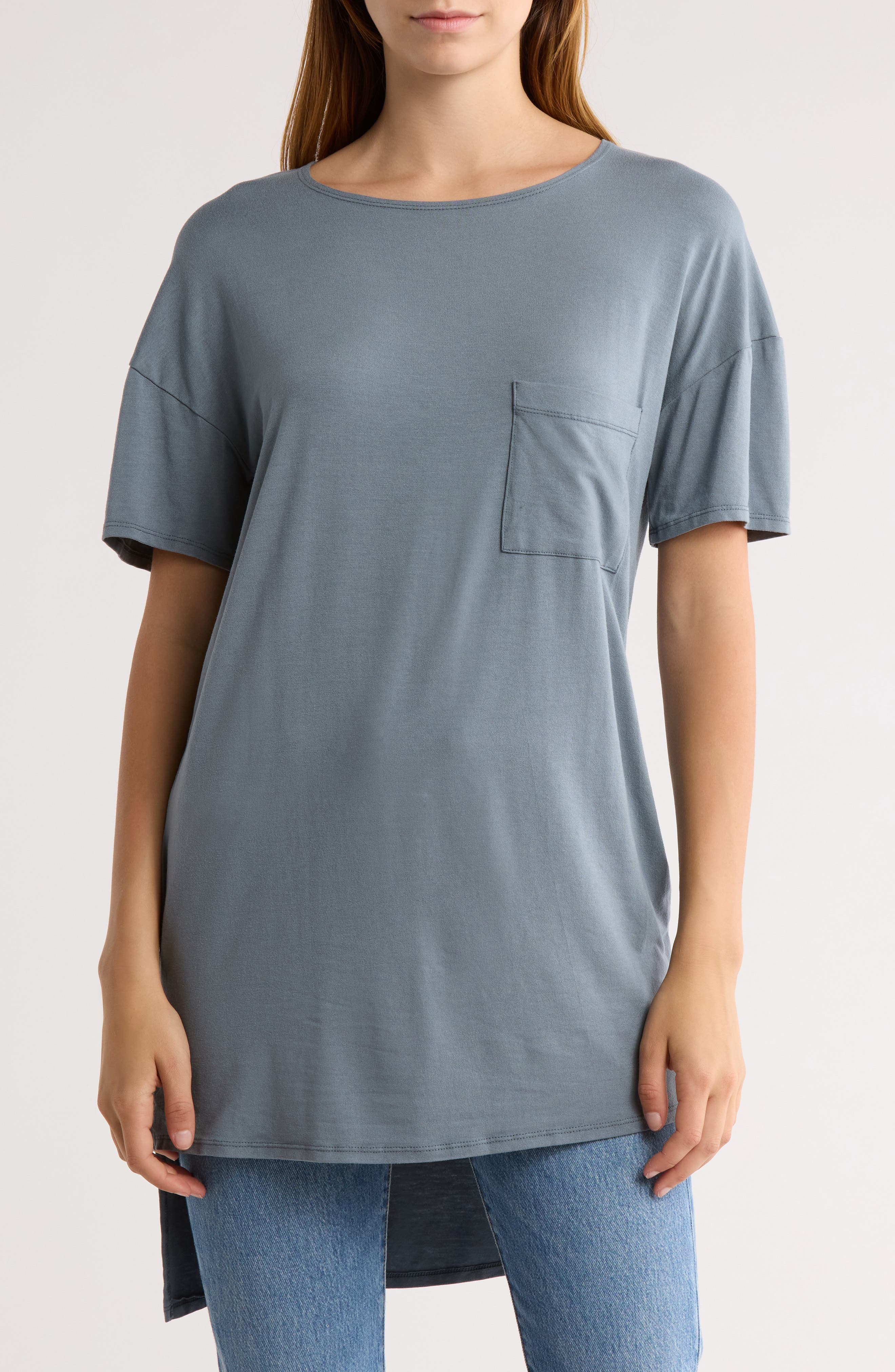 Short Sleeve High-Low Tunic Top - image 3