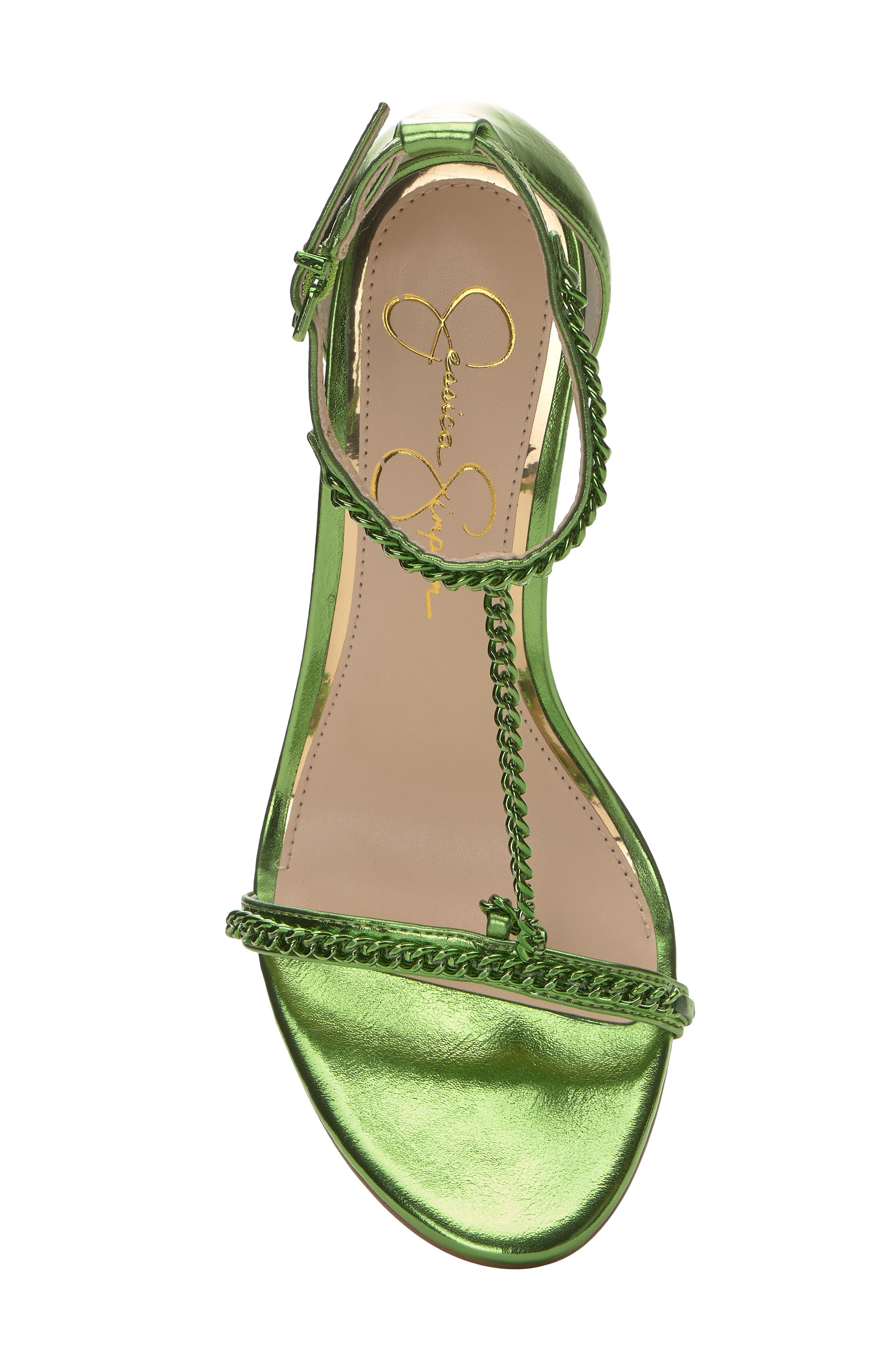 Qiven T-Strap Sandal, Alternate, color, GREEN MTLCWP