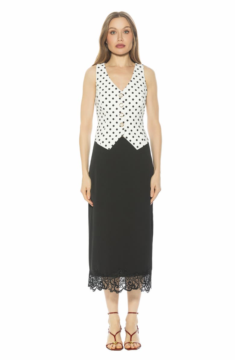 Alexia Admor Liliana Button Front Vest, Alternate, color, Ivory Polka