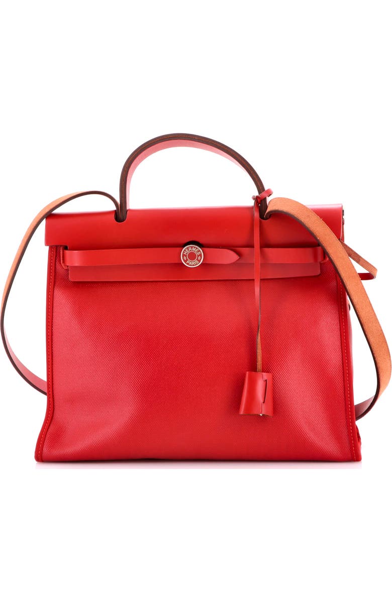 Pre-Owned Hermes Herbag Zip Berline Vache Canvas and Leather 31, Main, color, Rouge Piment