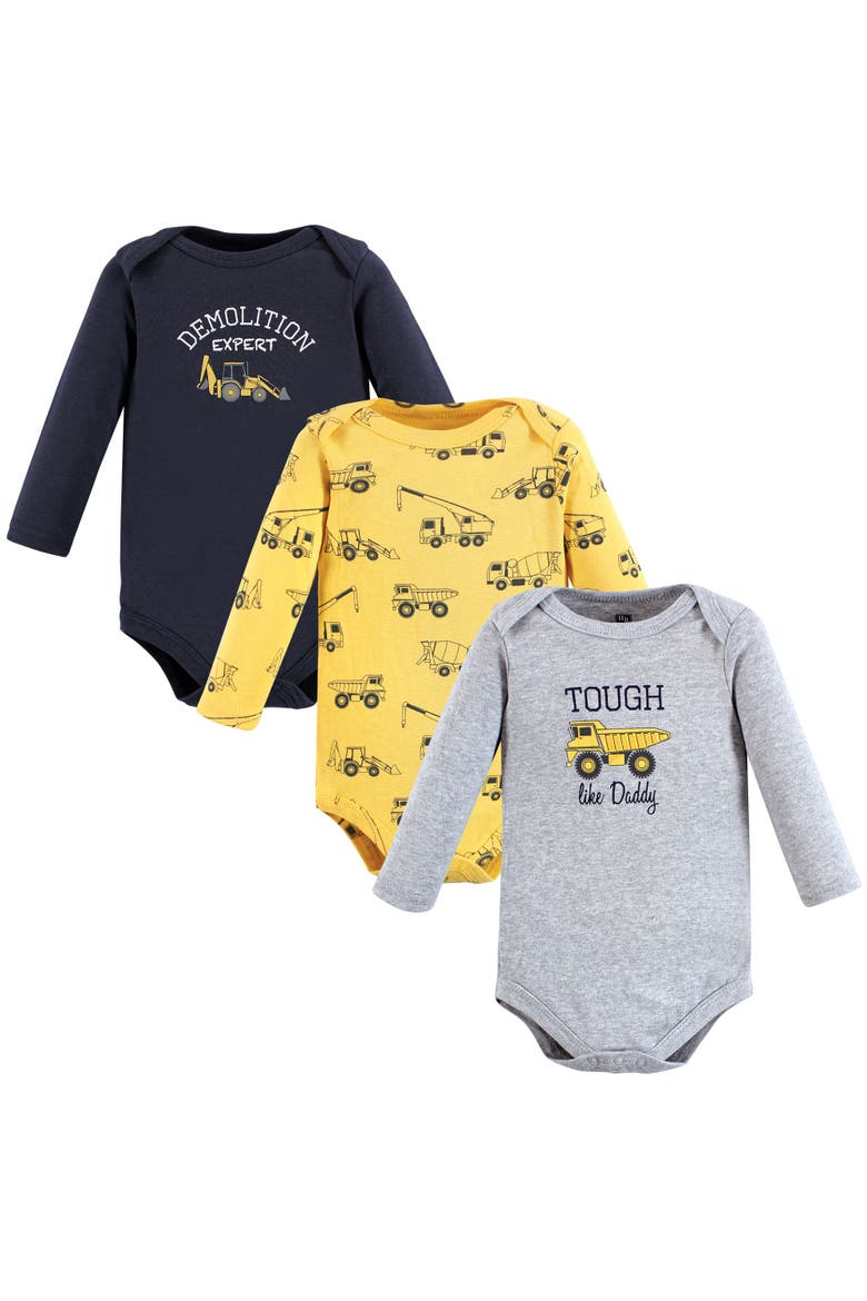 Cotton Long-Sleeve Bodysuit Three-Piece Set, Main, color, Construction