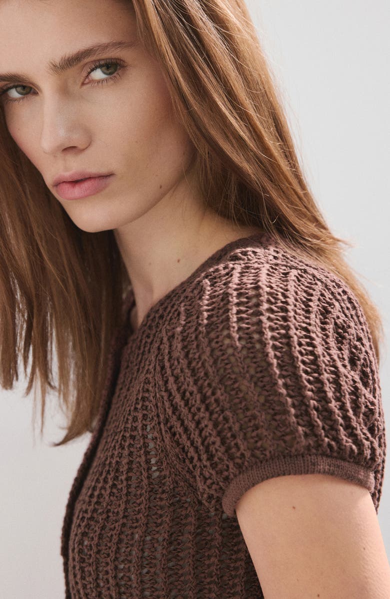 MANGO Short Sleeve Crochet Cardigan, Alternate, color, 