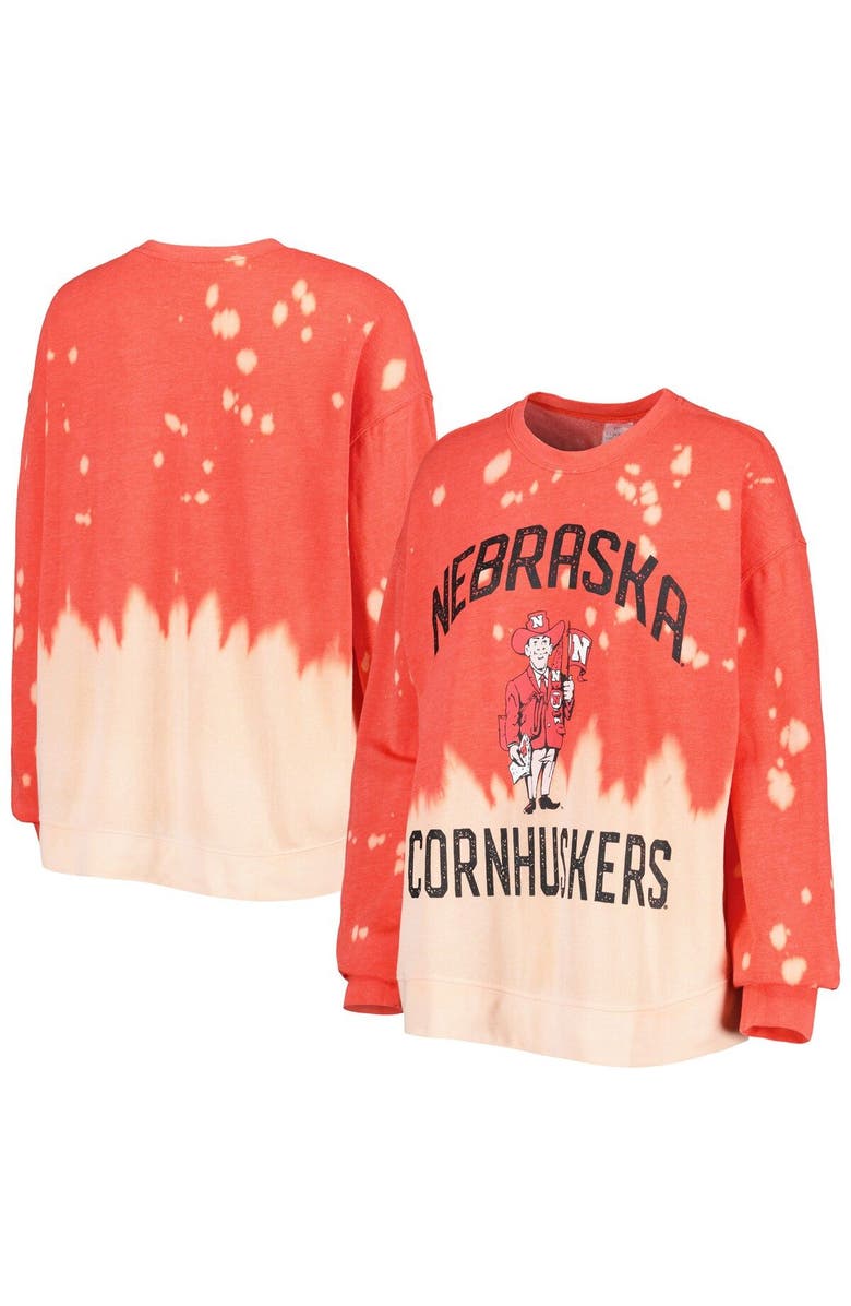 GAMEDAY COUTURE Women's Gameday Couture Scarlet Nebraska Huskers Twice As Nice Faded Dip-Dye Pullover Sweatshirt, Main, color, Red