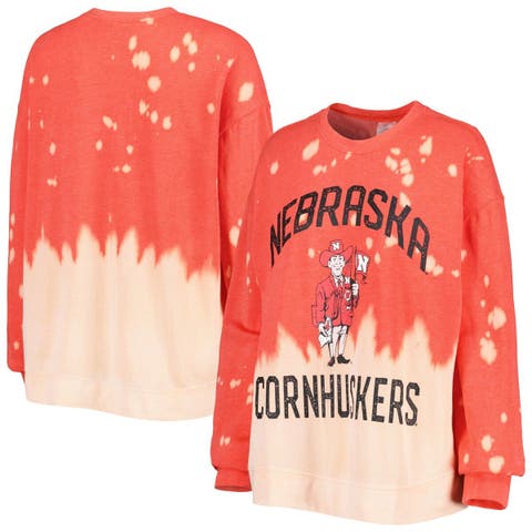 Women's Gameday Couture Scarlet Nebraska Huskers Twice As Nice Faded Dip-Dye Pullover Sweatshirt