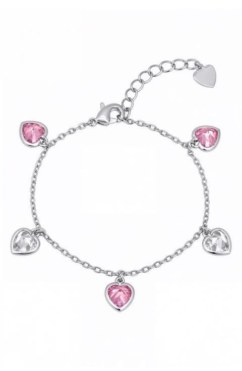 Kids' Cubic Zirconia Heart Charm Bracelet