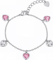 Lily Nily Kids' Cubic Zirconia Heart Charm Bracelet