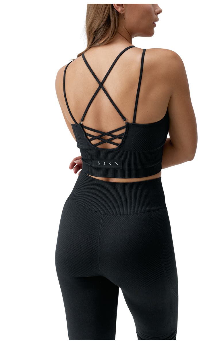 Born Living Yoga India Medium Support Seamless Sport Top, Alternate, color, Black