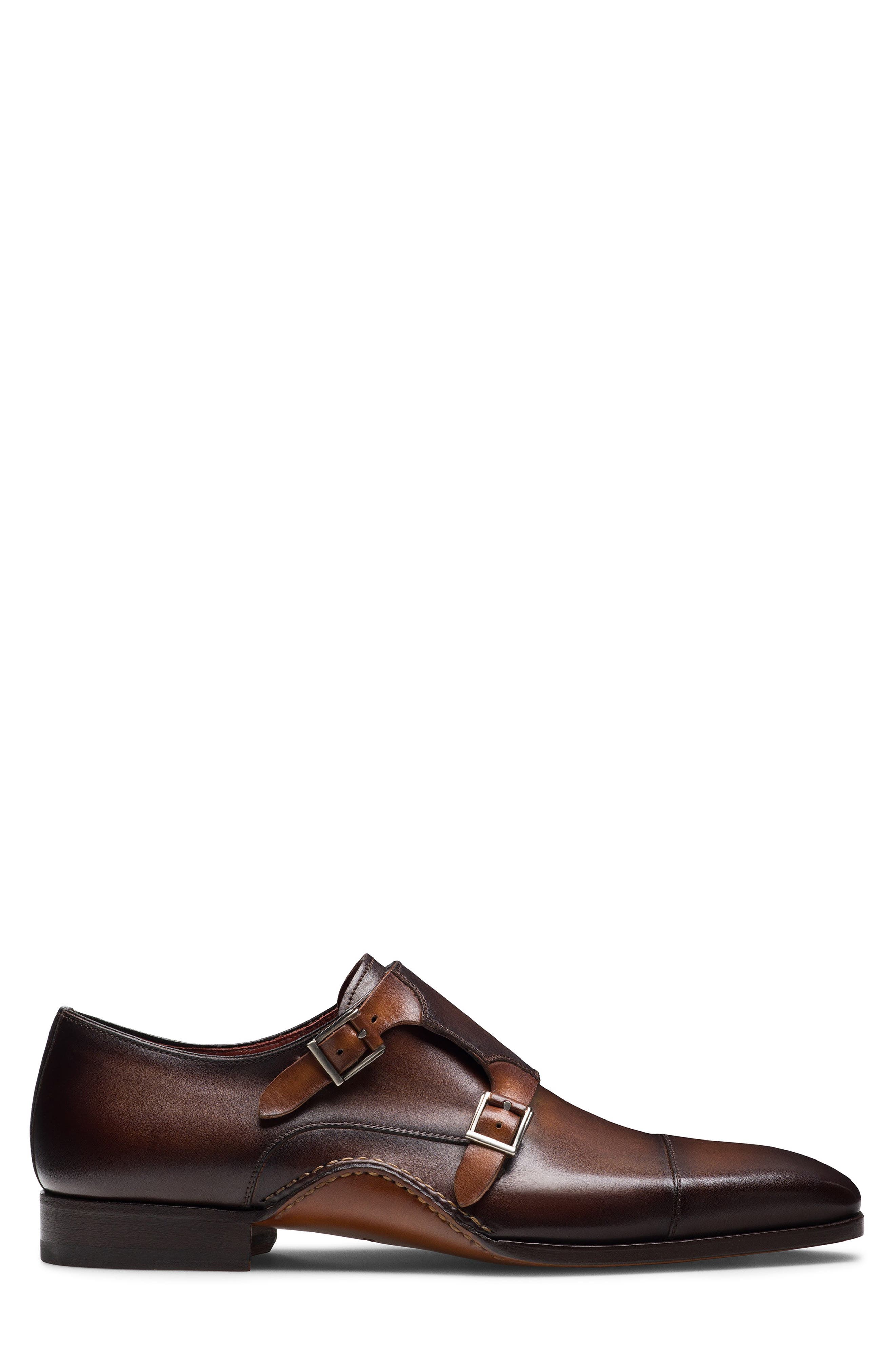 Magnanni Leros Cap Toe Double Monk Shoe, Alternate, color, Cuero
