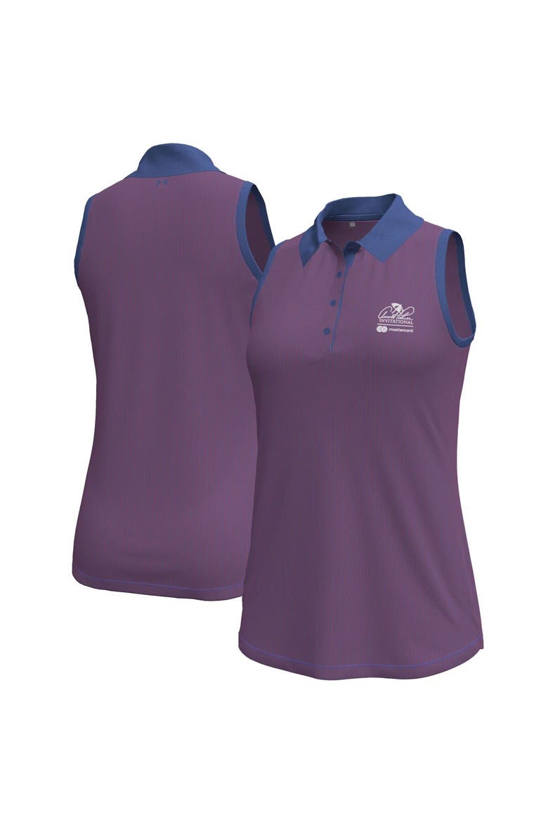 Women's Under Armour  Purple Arnold Palmer Invitational Playoff 3.0 Pin Stripe Jacquard Sleeveless Polo, Alternate, color, Purple