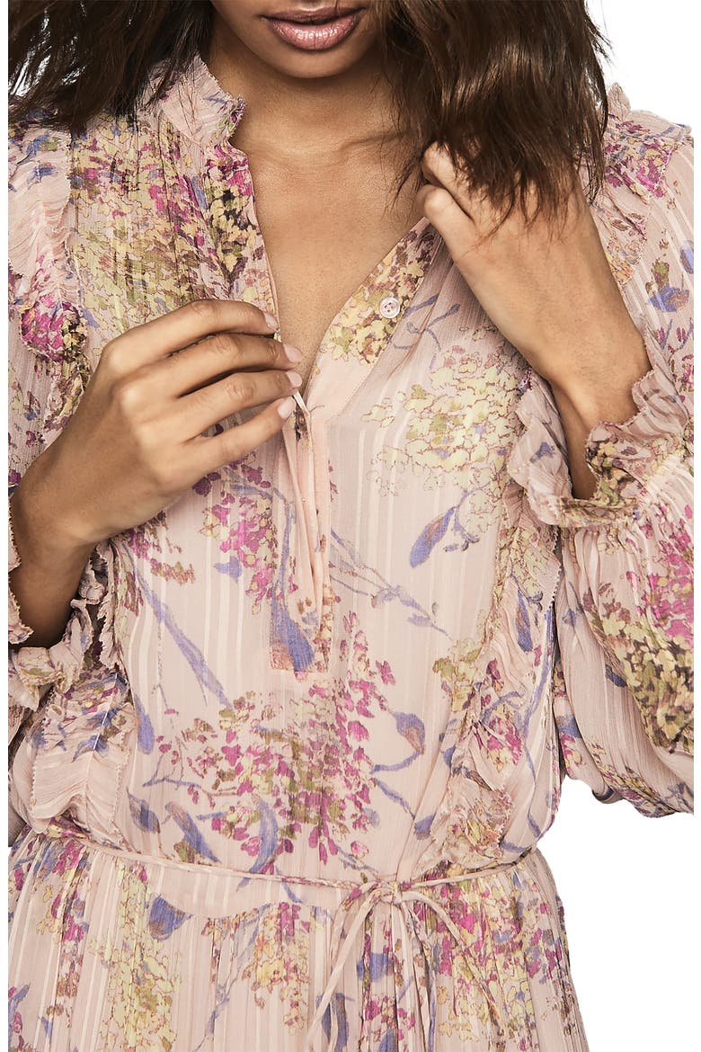 Cari Print Long Sleeve Minidress, Alternate, color, PINK BASE FLORAL