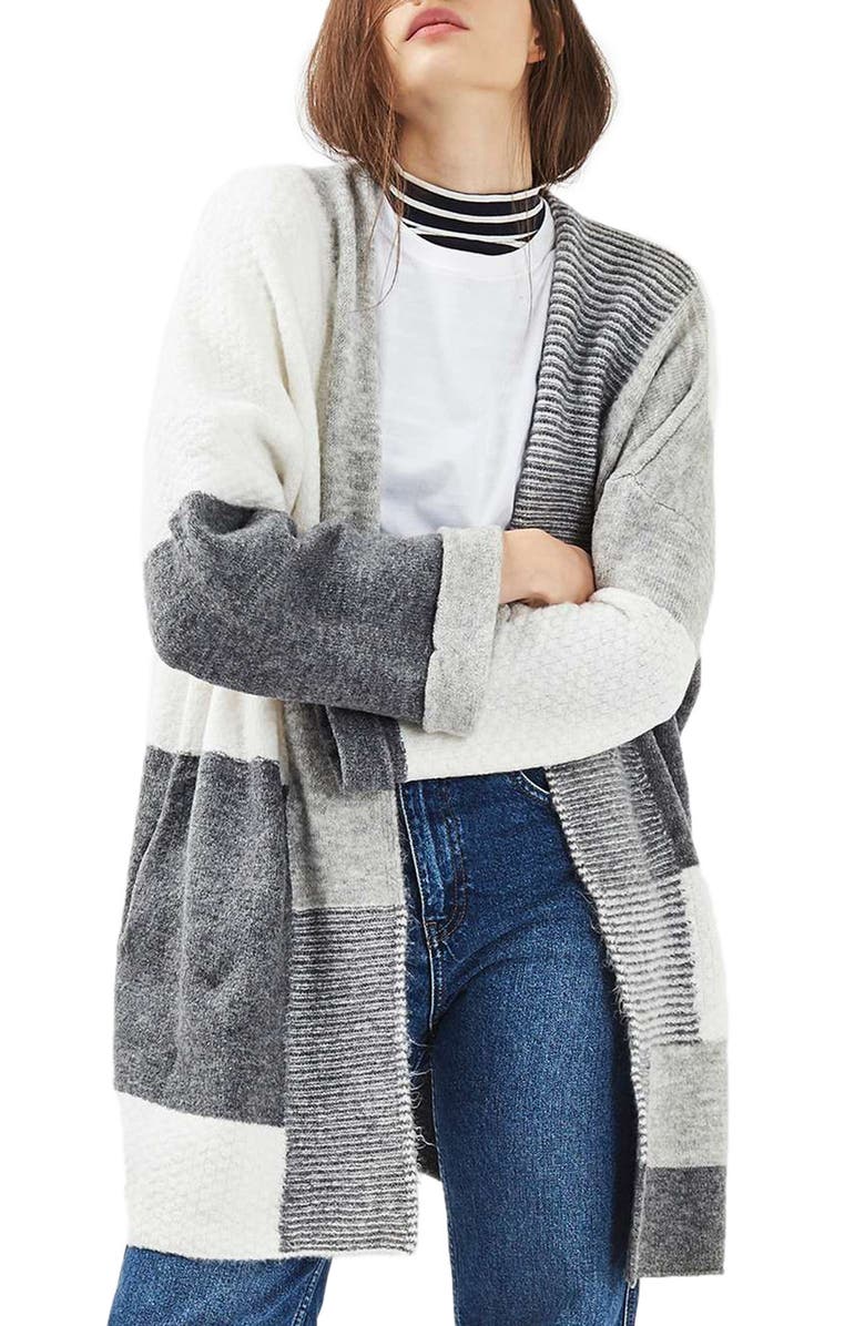 Topshop Patchwork Cardigan, Main, color, 