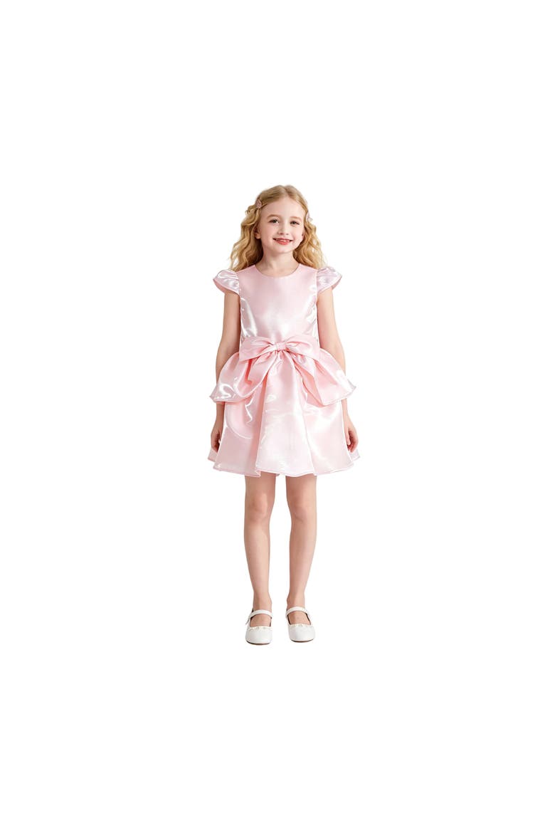 Juliora Puff Sleeve Satin Dress, Alternate, color, Pink
