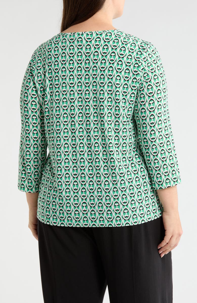 Jones New York Bar Keyhole Top, Alternate, color, Kelly Multi