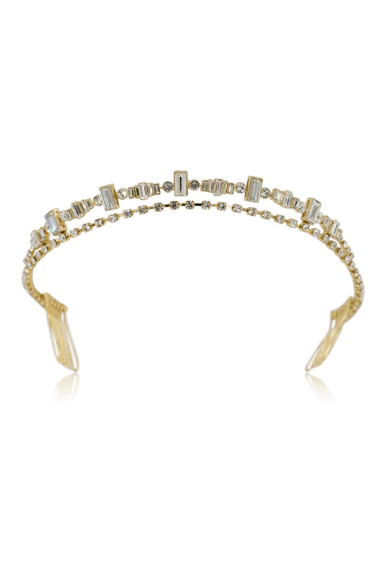 Amora Crystal Crown Comb, Main, color, GOLD
