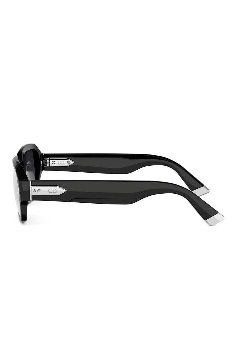 'DiorTailoring S2I 56mm Geometric Sunglasses, Alternate, color, SHINY BLACK / GRADIENT SMOKE