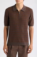 Wax London Bury Ribbed Cashmere Blend Zip Polo