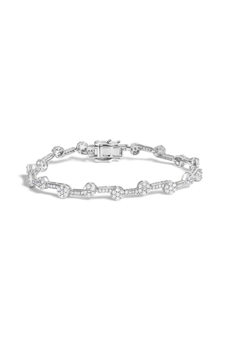 .925 Sterling Silver 2.0 Cttw Diamond Custer Link Bracelet, Main, color, Silver