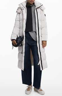 Desigual Quilted Puffer Longline Coat with Removable Hood