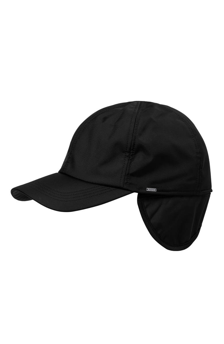 Wigens Men's Water Repellent Sport Baseball Cap with Ear Flaps and Lining, Main, color, Black