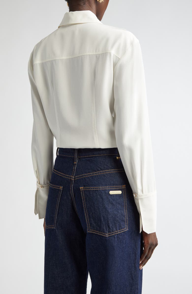 ST. JOHN Silk Crêpe de Chine Button-Up Shirt, Alternate, color, 