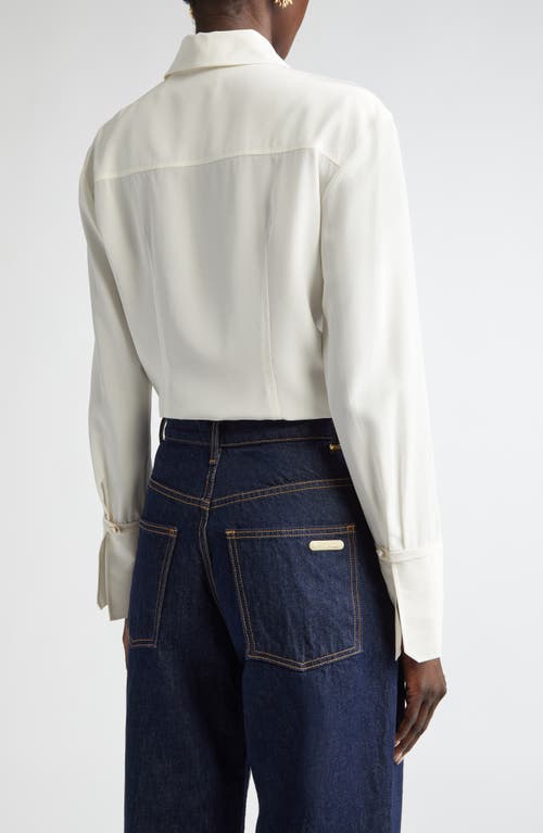 St John Silk Crepe De Chine Blouse In Ivory