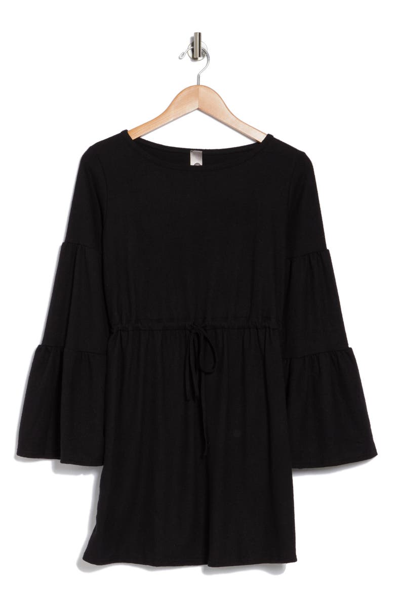 GO COUTURE Boat Neck Bell Sleeve Minidress, Alternate, color, Black