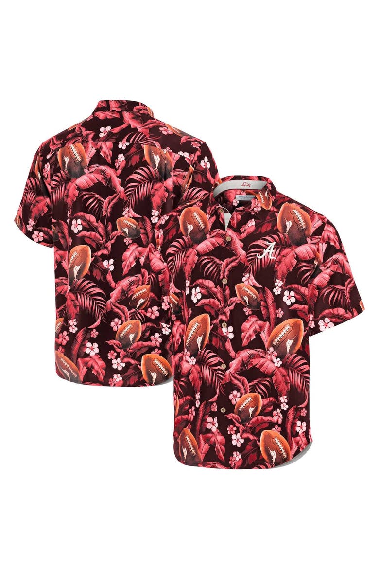 Men's Tommy Bahama Crimson Alabama Crimson Tide Veracruz Cay First Down Blooms Button-Up Shirt, Main, color, Crimson