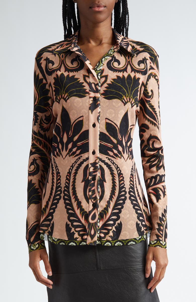 Etro Long Sleeve Button-Up Shirt, Main, color, 