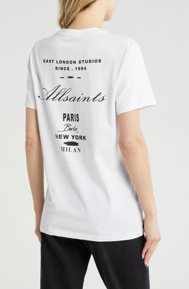 AllSaints Vita Logo Print T-Shirt, Alternate, color, Optic White