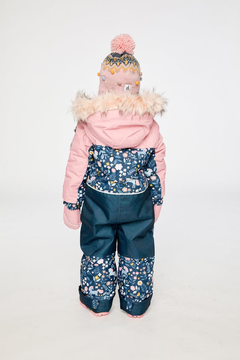 Discover Unicorn Detachable Hood One Piece Snowsuit, Alternate, color, Blue and Pink Unicorn Print